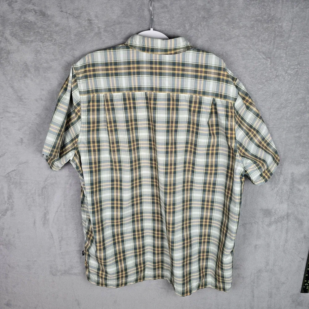 The North Face‎ Mens XL Short Sleeve Plaid Button Down Hiking Shirt Green Yellow